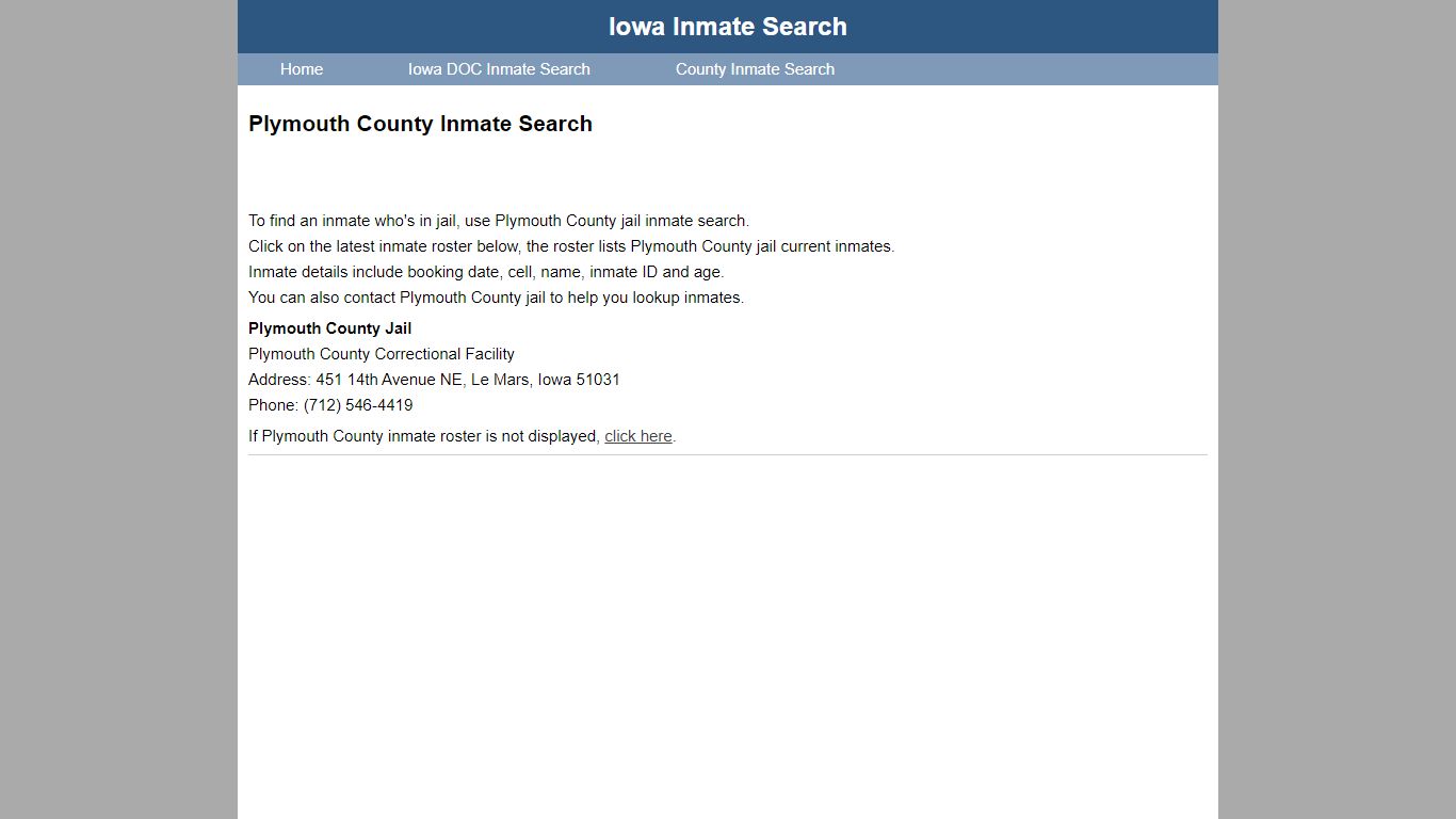 Plymouth County Inmate Search